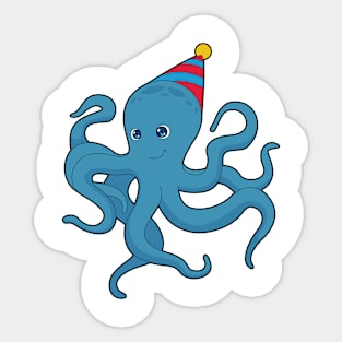 Octopus Birthday Party hat Sticker